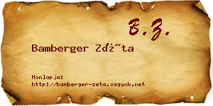 Bamberger Zéta névjegykártya
